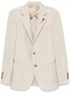 Lardini Prince Of Wales Pattern Blazer In Neutrals