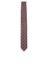 Lardini Pure Silk Tie With Brown And Red Geometric Pattern In Brown