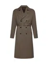 Lardini Double-breasted Wool Trench Coat In Brown