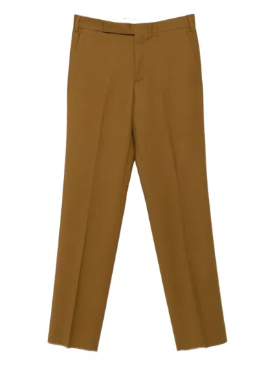 Lardini Raw-edge Wool Trousers In Brown