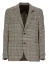 Lardini Red And Beige Checkered Jacket In Ivory
