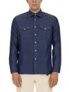 Lardini Regular Fit Shirt With Chest Pockets In Denim