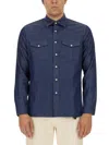 Lardini Regular Fit Shirt With Chest Pockets In Denim