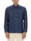 Lardini Regular Fit Shirt With Chest Pockets In Denim