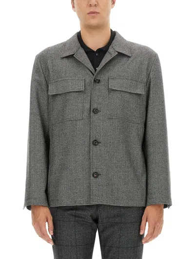 Lardini Regular Fit Wool-cashmere Blend Shirt In Gray