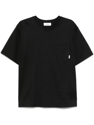 Lardini Relaxed Fit Black T-shirt With Chest Pocket