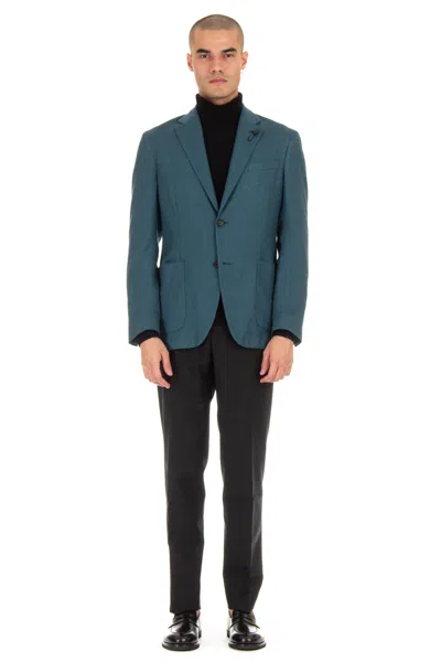 Lardini Resca Wool-cashmere-silk Jacket In Blue