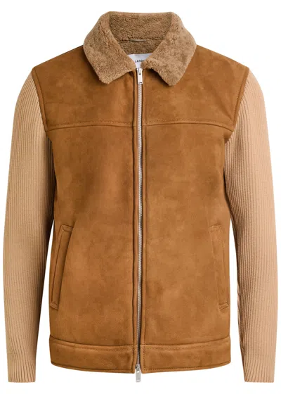 LARDINI LARDINI RIB-KNIT SUEDE JACKET