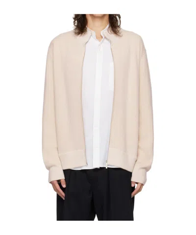 Lardini Rib Zipper Sweater In Nude