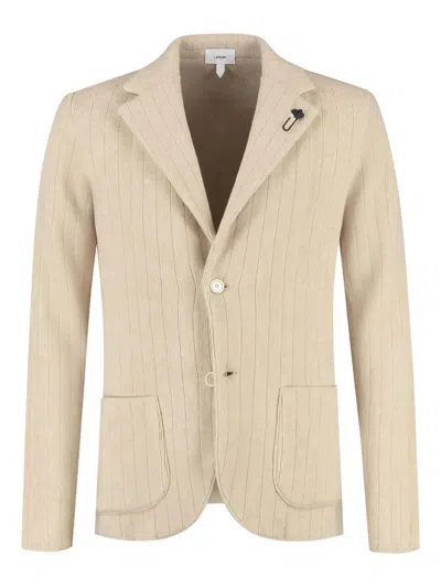 Lardini Ribbed Blazer In Neutral
