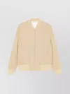 Lardini Ribbed Collar Jacket Side Pockets In Neutral