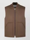 Lardini Sleeveless Brown Virgin Wool Vest Jacket With High Collar In Brown