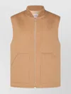 Lardini Ribbed Collar Sleeveless Design Front Pockets Jacket In Neutral