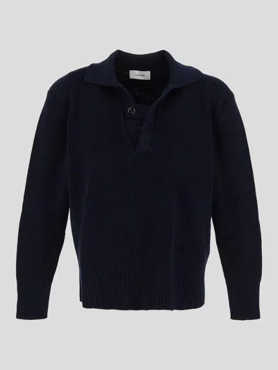 Lardini Ribbed Collar Sweater In Black