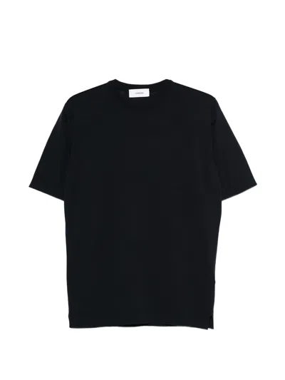 Lardini Ribbed Crew Neck Short-sleeve T-shirt With Cuffs And Hem In Black