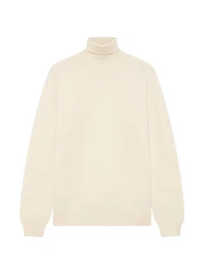 Lardini Cashmere Wool Ribbed High-neck Long-sleeve Sweater In Neutral