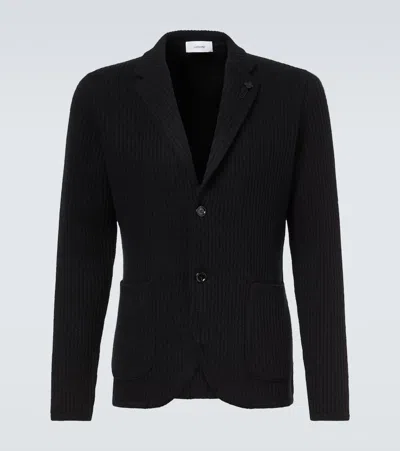 Lardini Ribbed-knit Cashmere Cardigan In Black