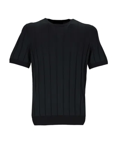 LARDINI RIBBED-KNIT COTTON T-SHIRT