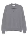 Lardini Ribbed-knit Polo Shirt In Gray