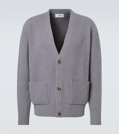 Lardini Ribbed-knit Wool And Cashmere Cardigan In Gray