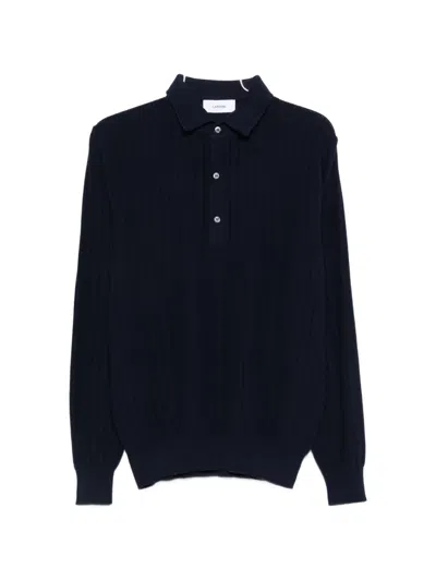 Lardini Long Sleeve Polo Shirt Straight Fit In Black