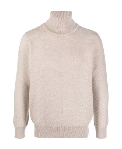 Lardini Ribbed Roll-neck Jumper In Nude