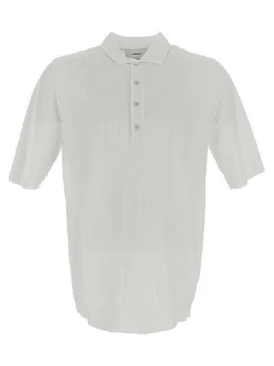 Lardini Ribbed Short Sleeved Polo Shirt In White