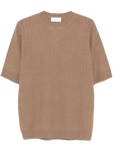 Lardini Ribbed T-shirt In Brown