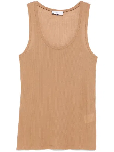 Lardini Ribbed Tank Top In Brown