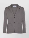 Lardini Ribbed Texture Crewneck Sweater With Notched Lapel In Gray