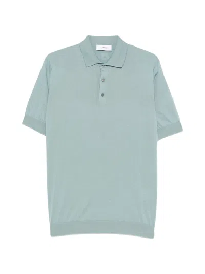 Lardini Ribbed Trim Polo With Button Pocket - Medium In Clear Blue