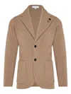Lardini Ribbed Two-button Blazer In Brown