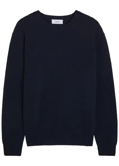 Lardini Ribbed Wool And Cashmere-blend Jumper In Blue