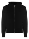 Lardini Crewneck Hooded Sweater Side Pockets In Black