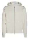 Lardini Crewneck Sweater With Front Pockets And Hood In White