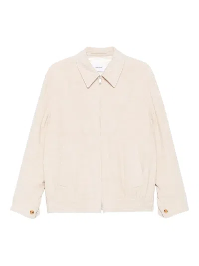 Lardini Ribbed Zip-up Overshirt In Neutral