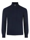 Lardini High Collar Long Sleeve Knit Sweater In Blue