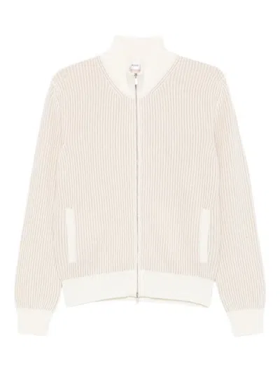 Lardini Ribbed Zip-up Sweater In White