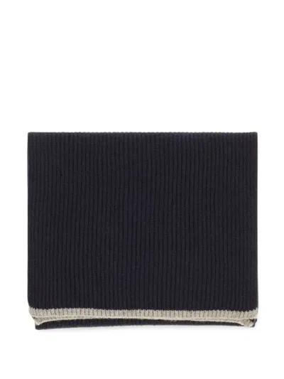 Lardini Ribbed-knit Beanie Hat And Scarf Set In Black