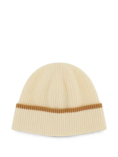 Lardini Ribbed-knit Beanie Hat And Scarf Set In Neutral