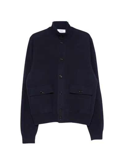 Lardini Ribbed-knit Panelled High-collar Jacket In Multi