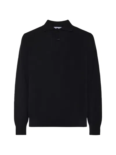 Lardini Ribbed-knit Polo Shirt In Black