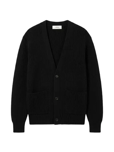 Lardini Ribbed-knit V-neck Cardigan In Black