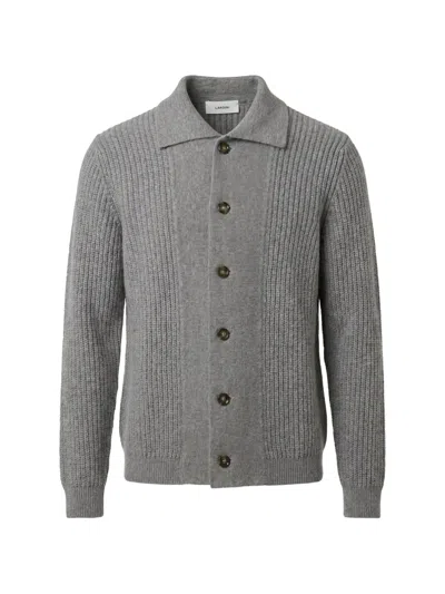 Lardini Long-sleeved Knitted Cardigan In Gray