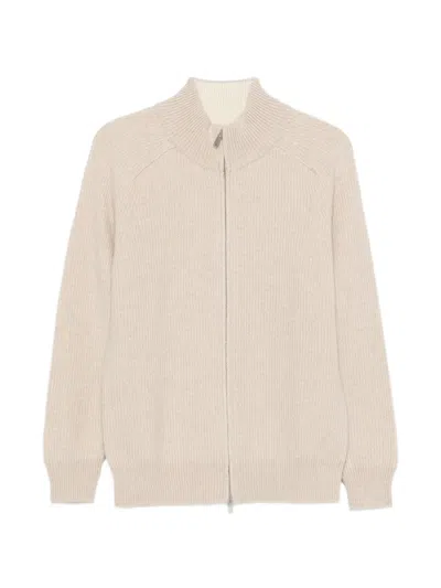 Lardini Ribbed-knit Zip-up Cardigan In Pink
