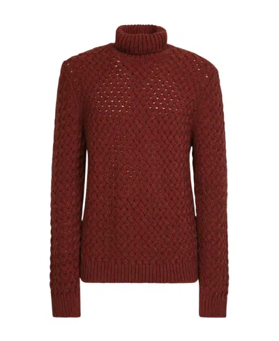 Lardini Roll-neck Chunky Knit Jumper In Brown