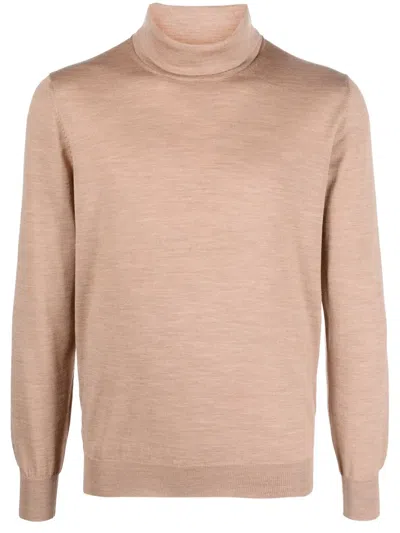 Lardini Roll-neck Wool Jumper In Neutrals