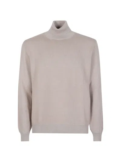 Lardini Roll-neck Knitted Sweater In Neutral