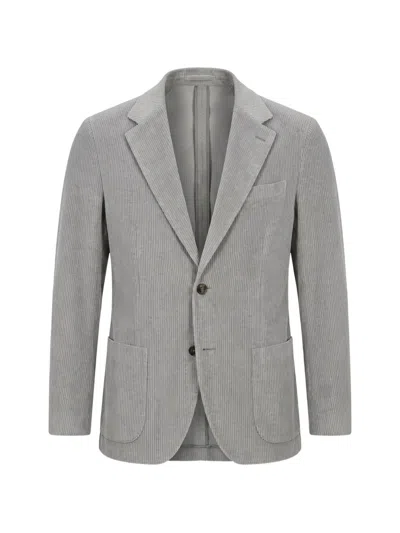 Lardini Roma Corduroy Single-breasted Blazer In Gray
