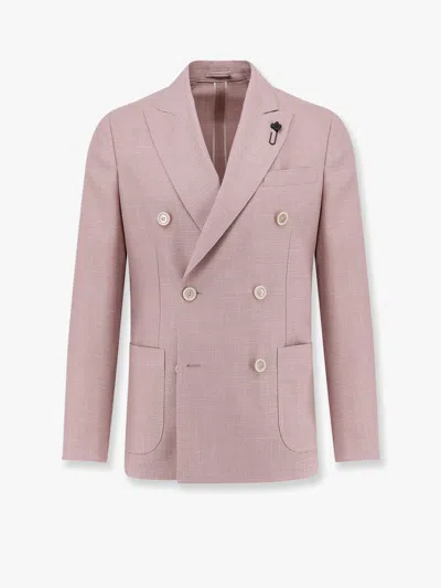 Lardini Roma Double-breasted Blazer With Removable Iconic Brooch